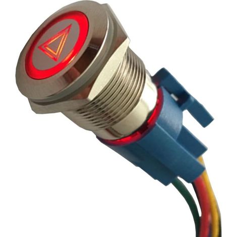 19mm Interrupteur à Bascule Rouge LED 12V 3A Bouton Poussoir Voiture Métal Interrupteur Urgence Danger Acier Inoxydable étanche Prise de Courant (1/5)