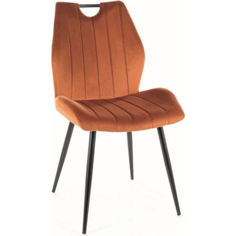 Chaise design métal noir et velours cannelle Tunny (1/4)