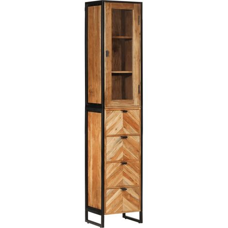 Badschrank 40x27x190 cm Eisen und Massivholz Akazie