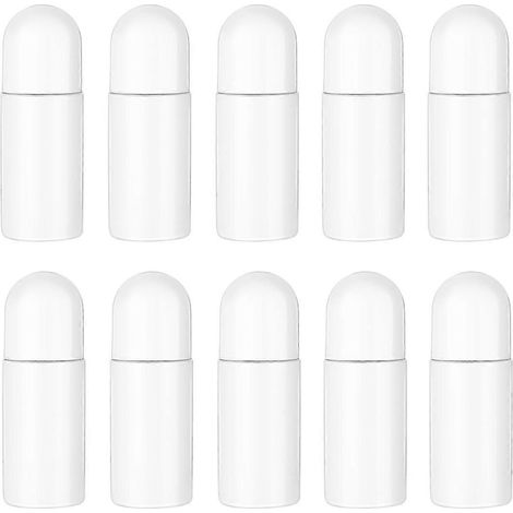 healifty Lot de 10 flacons roll-on en plastique de 50 ml pour huiles essentielles, vides et rechargeables, étanches et réutilisables, pour la fabrication de déodorants maison.-10.00X3.70X3.70CM-White (1/3)