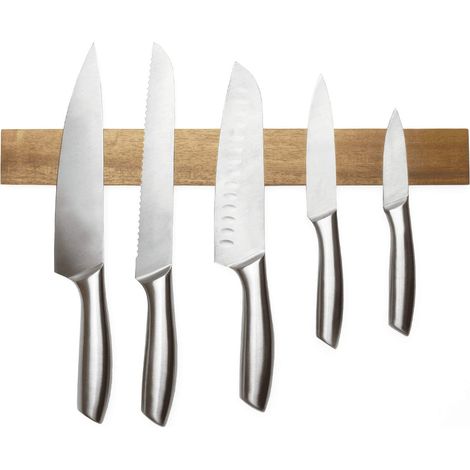 Rack de Couteau Magnétique Acacia Pour la Cuisine, la Maison, Le Garage, Le Bureau et Le Hangar (1/5)