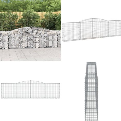 Gabione mit Hochbogen 400x30x100/120 cm Verzinktes Eisen - Gabionenkorb - Gabionenwände - Gartendekoration - Gartenzubehör - Zaun - Home & Living (1/5)