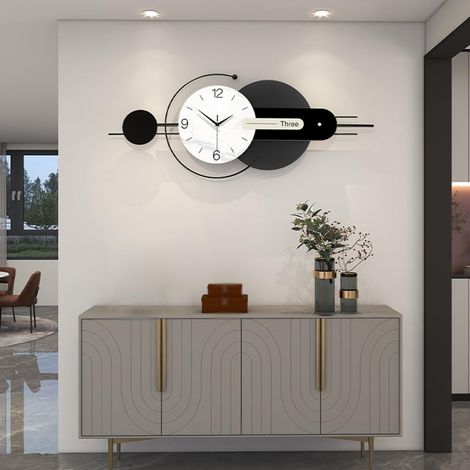 Grande Horloge Murale Design Moderne Style Minimaliste Créatif Horloge Décorative Silencieuse Cadre en Métal Décoration Art pour Salon Chambre Bureau Cuisine Etude, 100 39 cm (1/5)
