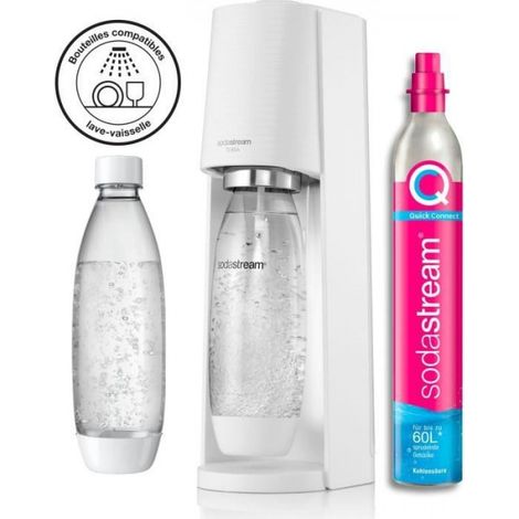 Machine a Soda Machine a soda et eau pétillante SODASTREAM - TERRA Blanche - 2 bouteilles compatible lave-vaisselle - 1 recharge de gaz 60L