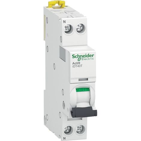 Schneider Electric – Disjoncteur unipolaire 40 A courbe C – Capacité de coupure 4500 A / 6 kA – Modèle DT40T pour installations électriques professionnelles