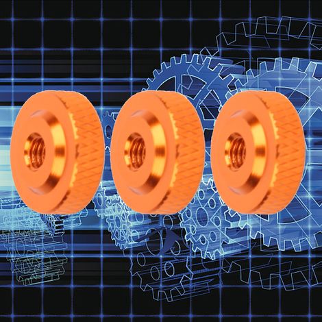 Lot de 10 écrous M4x14x5 à serrage manuel en alliage d'aluminium, couleur orange. (1/5)