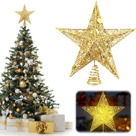 Goldener Stern für den Weihnachtsbaum – Weihnachtsbaumschmuck und Baumspitze (1/5)