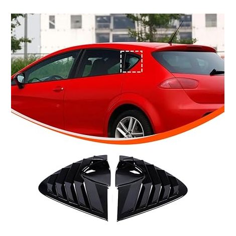 Stores triangulaires arrière pour voitures - Convient pour Leon 2008-2012 - Autocollant noir pour fenêtre latérale arrière (piano noir) (1/5)