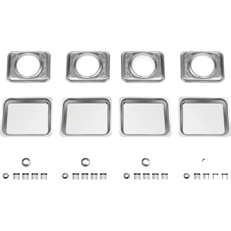 Ensemble de service de buffet, plateaux en acier inoxydable, couvercle en verre élégant, Argent (1/2)