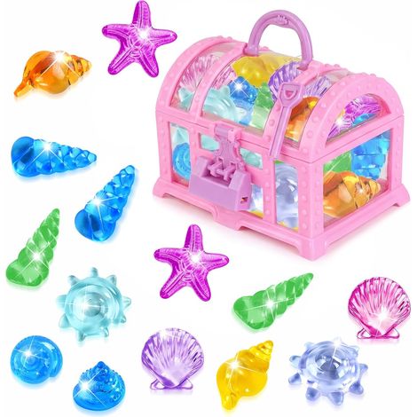 Diving Gems, 36 Colorful Diving Gems and 1 Tresor Chest, Acrylic Gem in Toy, Toy Gems for Pools, Beaches and Treasure Hunts (Rosa) (1/5)