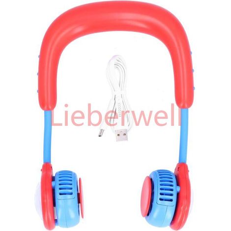 Mini ventilateur tour de cou pour enfants, rechargeable par USB, pour la maison et les sports de plein air (rouge) (1/5)