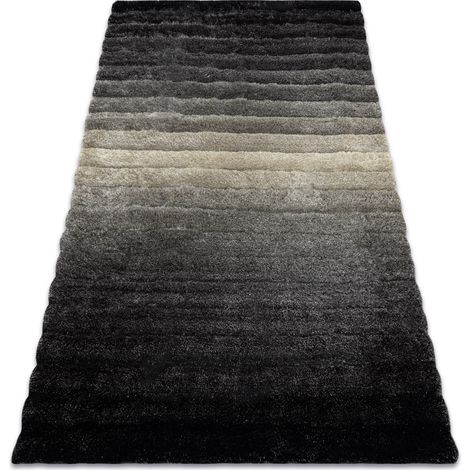 Modern Teppich FLIM 007-B6 shaggy, Streifen - Strukturell grau grey 120x160 cm