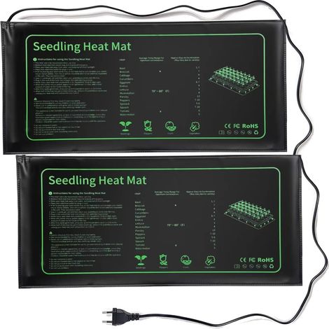 Lot de 2 Tapis Chauffant pour Semis Germination, matériel pour Serre et semis IPX7 Imperméable, Nappe Chauffante pour Terrarium Plante, 53 25 cm (1/4)
