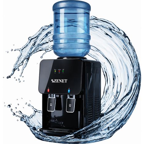 Elektrischer Heiß- und Kaltwasserspender ZENET® ZET-312 – Wasserspender für Zuhause & Büro, Tischgerät für 19-20L Gallonen, Warm- & Kaltwasserautomat (Schwarz) (1/5)