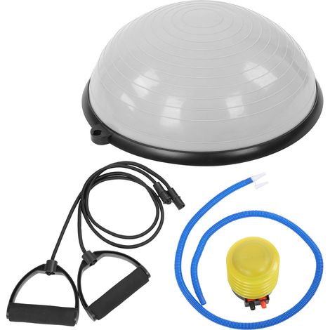Demi-ballon de yoga avec sangles antidérapantes pour équilibre et fitness, gris, entraînement des abdominaux et posture (1/5)