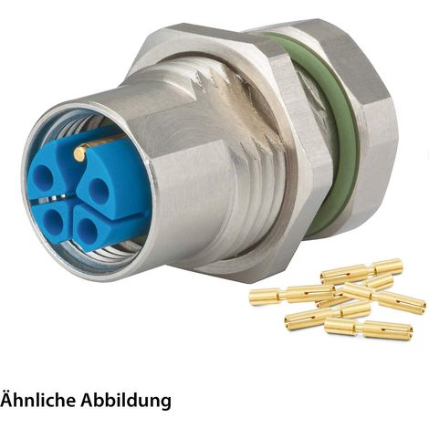 HUMMEL SET inkl. Kontakte M12 Power Gerätesteckverbinder, Crimpeinsatz gerade K-kodiert Polzahl 4+PE, Buchse / PE-Stift Hinterwand - 1 Stück