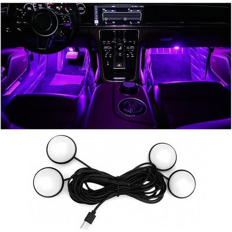Éclairage intérieur de voiture, éclairage d'ambiance intérieur LED, éclairage d'ambiance néon pour voiture avec télécommande (rose) (1/5)