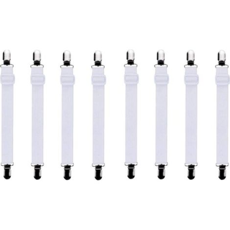 8Pcs【50-180cm】Tendeur Drap Housse Lit Drap Réglable,Tendeurs de Maintien,Convient à Tous Lits et Matelas(Blanc) (1/4)