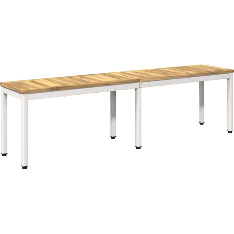 Banco de jardín 161 x 35 x 45 cm Madera de Acacia Sólida Blanco vidaXL (1/5)
