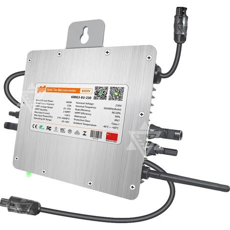 Inversor solar para red eléctrica, doble MPPT, monitorización WiFi inteligente, inversor G3 de 600 W, 230 V, 20-60 V. (1/2)