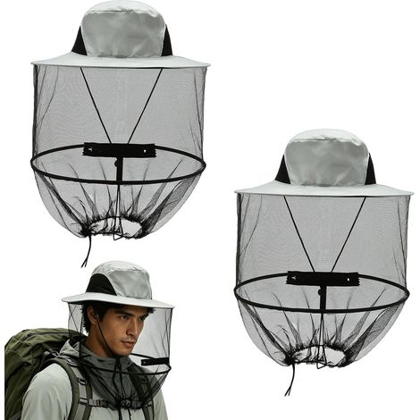 2 x Mosquito Net Hat – Head Mosquito Net for Beekeepers Beekeeper Hat with Veil - Suitable for Fruit Picking, Gardening, Tea Picking, Beekeeping (1/5)