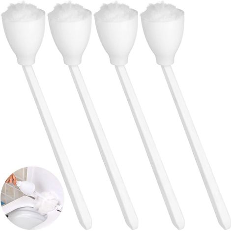 4 brosses WC, blanc, long manche, pour WC et salle de bain (1/5)