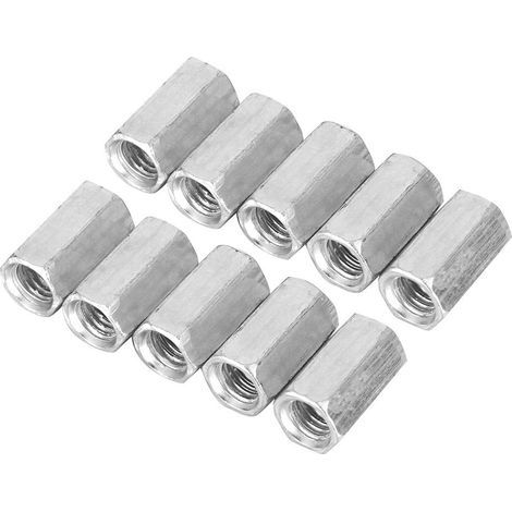 10pcs M8 Écrou Hexagonal Écrou L Tige Hexagonale Écrou Douille Filetée Fixations Filetées (M820). (1/5)