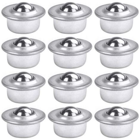 12 PCS Roulettes de Transfert avec Roulement à Billes Universels en Acier au Carbone Galvanisé Unité Roulettes à Billes Montées Charge Lourde pour Emballage Transmission Industrie