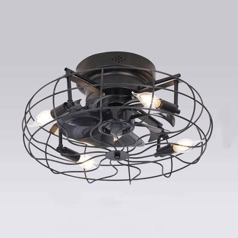 Prix Usine 2023 Nouveau Style Américain Lampe de Ventilateur de Plafond Led Fer Forgé Ventilateur Suspension Lampe Simple Créativité Télécommande Lampe de Ventilateur Villa Chambre Salon Salle à Mang (1/5)