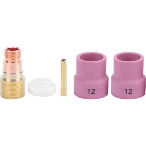 Jeu de coupelles en céramique pour soudage TIG, avec collet, lentille à air et entretoise, compatible WP-17/18/26 torche refroidie par air. (1/5)