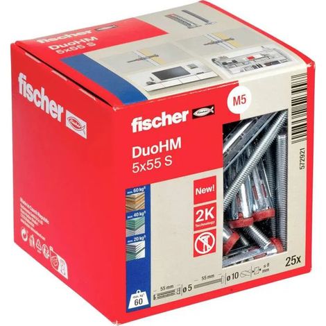 Fischer DuoHM taco metálico y nylon 55 mm gris claro