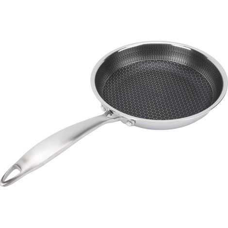 Poêle à frire antiadhésive lavable au lave-vaisselle poêle cuisinière à induction compatible cuisinière à gaz double face nid d'abeille en acier inoxydable 316 20 cm 4,5 cm (1/5)
