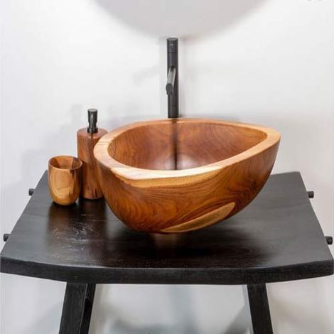 Lavandini da appoggio in radice di teak, lavandino bagno (1/3)