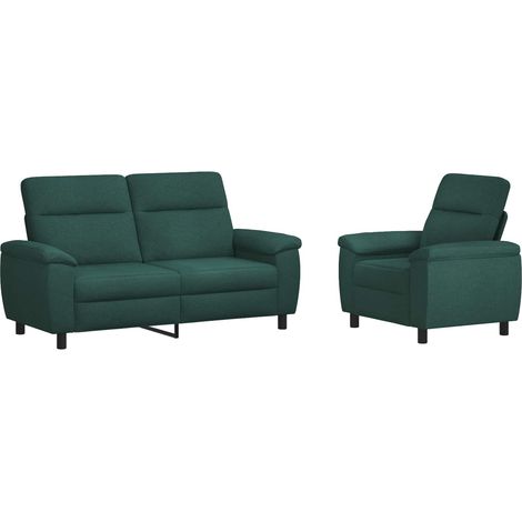 Sofa-Set 2 pcs Dunkelgrün Stoff vidaXL