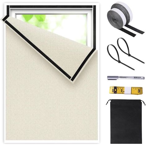 Store occultant, 100 x 150 cm, sans perçage, Aspect Lin, pour fenêtres de Toit - Infroissable et découpable, pour fenêtres et fenêtres de Toit intérieures (Kaki) (1/5)