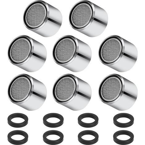 Set di 8 aeratori per rubinetto M22, in acciaio inox, con filtro per il risparmio idrico, include 8 cuscinetti per lavelli da bagno e cucina. (1/5)