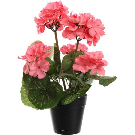 Pot de géranium artificiel, 5 têtes, H 31 cm, D 17 cm Rose pâle - couleur: Rose pâle