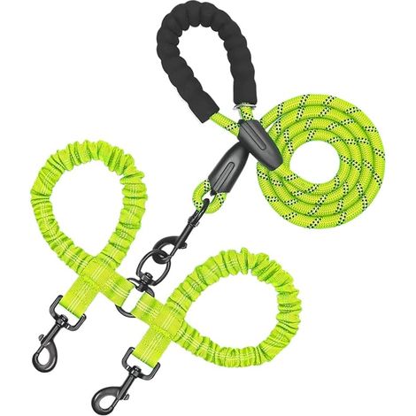 Laisse pour chien, double diviseur de laisse, laisse élastique réglable avec amortissement, harnais de course pour chat, jogging, voyage, aventure en plein air (1/5)