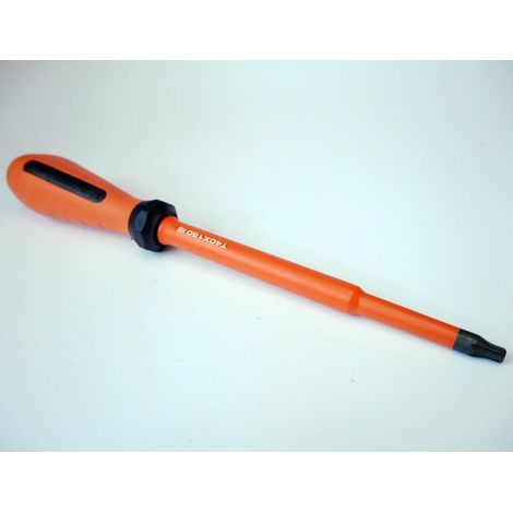 Tournevis Torx T40 7x150mm isolé 1000V orange / noir lame decolletée chromé manche bi-matière vis creuses DERANCOURT