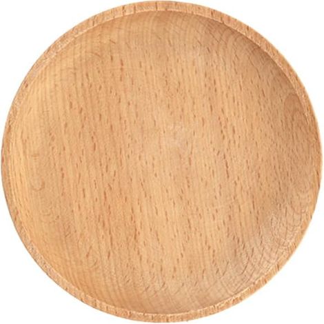 Assiette Dessert Bois - 12,8cm - Hêtre Naturel - Plateau Rond - Snack Fruit - Beige (1/5)