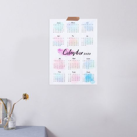 Calendrier Mural 2020 Coloré en Tissu 50x70cm pour Décoration Maison Bureau (1/5)