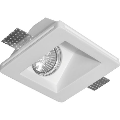 Portafaretto in gesso GU10 / MR16 da incasso 45° 120x120x65mm Bianco Quadrato Novaline