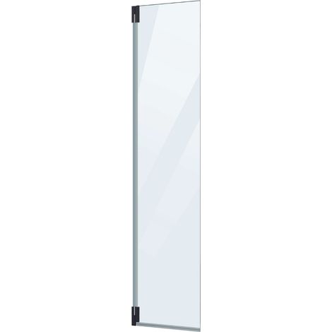 Extended Puerta de Ducha Abatible de 35cm para Completar Fijo de Ducha Negro 35cm x 195cm Transparente Color Perfilería Negro Mate (1/5)