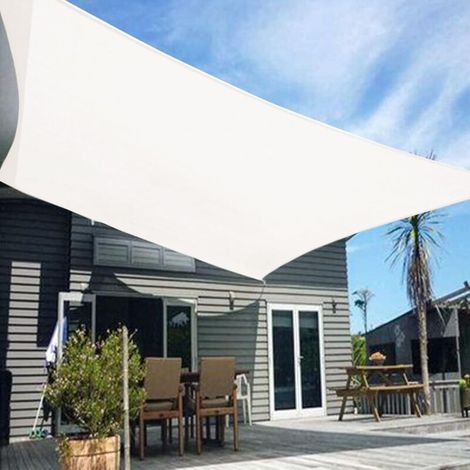 Toldo vela de sombra rectangular Ineasicer de 5 x 5 m, HDPE, transpirable, con protección UV para exteriores, jardín, terraza, balcón, color beige. (1/4)