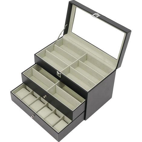 Scatola per orologi, elegante soluzione di archiviazione, design antipolvere, nera (1/2)