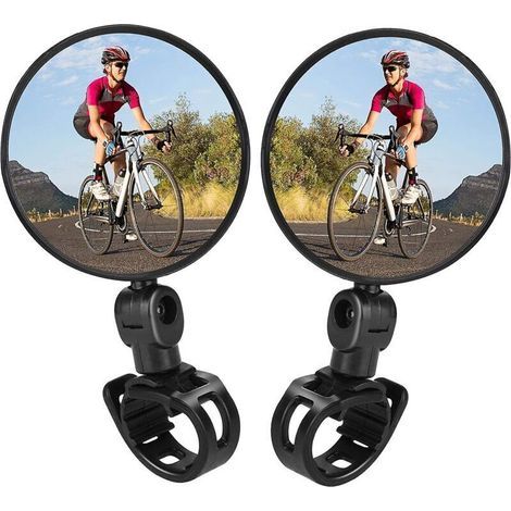 Verstellbare und schwenkbare Fahrradspiegel, Lenkermontage, 2er-Set - Konvexe Kunststoff-Rückspiegel für Mountainbikes und Rennräder (1/5)