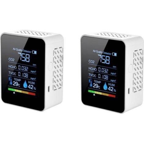 Détecteur de dioxyde de carbone 5 en 1 – Moniteur de qualité d'air intérieur CO2 – Affichage LCD – Détection temps réel – Design compact (1/5)