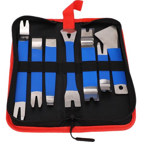 Attrezzi per lo smontaggio delle finiture interne dell'auto, kit di attrezzi multifunzionale in acciaio inox per pannelli autoradio e manutenzione. (1/5)
