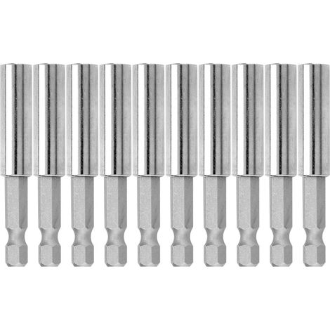 10 pièces 60mm Magnétique Rapide Changement 1/4" Hex Tige Porte-embout Perceuse Extension Barre (1/5)