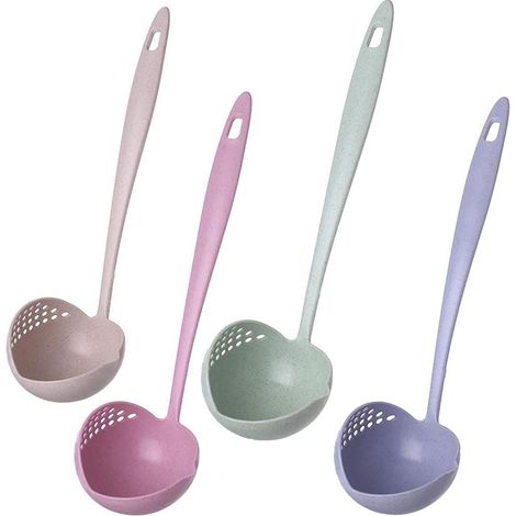 Ensemble de 4 cuillères à soupe en paille de blé, légères et biodégradables, idéales pour le porridge et la soupe. (1/5)